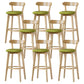 Scandinavian Rubberwood Low Back Barstool Milk Tea Shop Upholstered Stool Green 8 Piece Set Clearhalo 'Bar Furniture' 'Bar Stools' 'bar_stools' 'furn' 'furn_bar_stools' 'Furniture' 'Kitchen & Dining Furniture' 5154474
