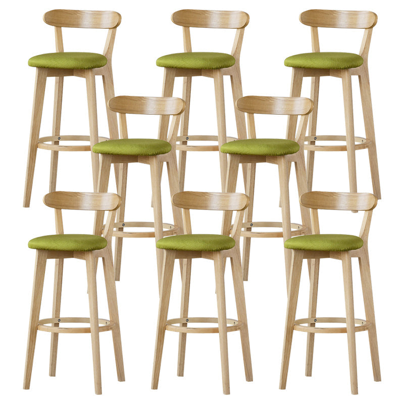 Scandinavian Rubberwood Low Back Barstool Milk Tea Shop Upholstered Stool Green 8 Piece Set Clearhalo 'Bar Furniture' 'Bar Stools' 'bar_stools' 'furn' 'furn_bar_stools' 'Furniture' 'Kitchen & Dining Furniture' 5154474