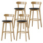 Scandinavian Rubberwood Low Back Barstool Milk Tea Shop Upholstered Stool Black 4 Piece Set Clearhalo 'Bar Furniture' 'Bar Stools' 'bar_stools' 'furn' 'furn_bar_stools' 'Furniture' 'Kitchen & Dining Furniture' 5154476