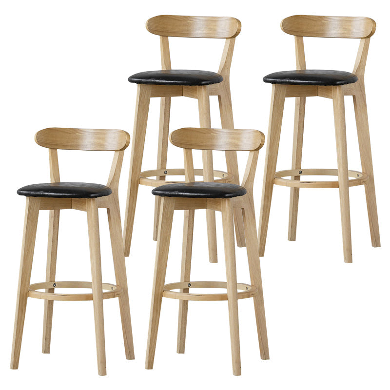 Scandinavian Rubberwood Low Back Barstool Milk Tea Shop Upholstered Stool Black 4 Piece Set Clearhalo 'Bar Furniture' 'Bar Stools' 'bar_stools' 'furn' 'furn_bar_stools' 'Furniture' 'Kitchen & Dining Furniture' 5154476