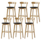 Scandinavian Rubberwood Low Back Barstool Milk Tea Shop Upholstered Stool Black 6 Piece Set Clearhalo 'Bar Furniture' 'Bar Stools' 'bar_stools' 'furn' 'furn_bar_stools' 'Furniture' 'Kitchen & Dining Furniture' 5154477