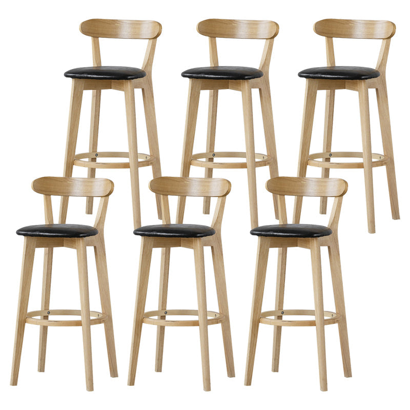 Scandinavian Rubberwood Low Back Barstool Milk Tea Shop Upholstered Stool Black 6 Piece Set Clearhalo 'Bar Furniture' 'Bar Stools' 'bar_stools' 'furn' 'furn_bar_stools' 'Furniture' 'Kitchen & Dining Furniture' 5154477