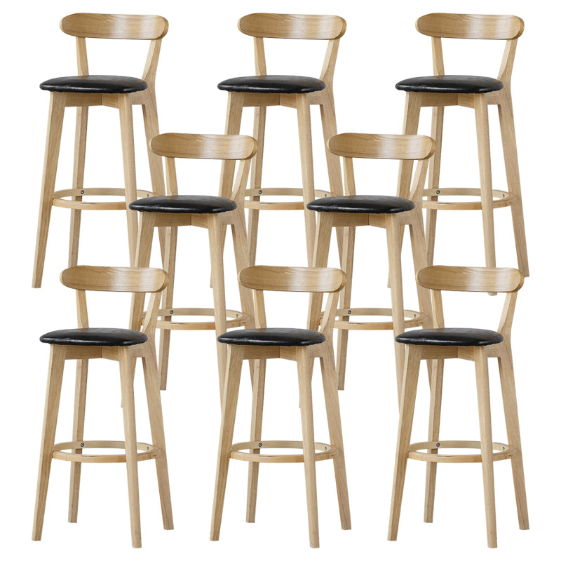 Scandinavian Rubberwood Low Back Barstool Milk Tea Shop Upholstered Stool Black 8 Piece Set Clearhalo 'Bar Furniture' 'Bar Stools' 'bar_stools' 'furn' 'furn_bar_stools' 'Furniture' 'Kitchen & Dining Furniture' 5154478