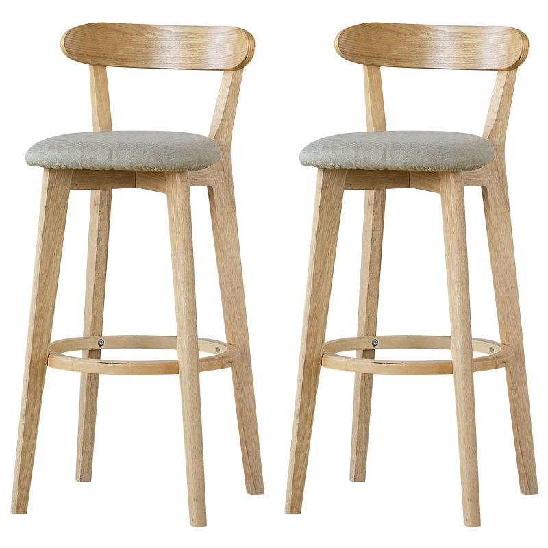 Scandinavian Rubberwood Low Back Barstool Milk Tea Shop Upholstered Stool Khaki 2 Piece Set Clearhalo 'Bar Furniture' 'Bar Stools' 'bar_stools' 'furn' 'furn_bar_stools' 'Furniture' 'Kitchen & Dining Furniture' 5154479