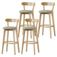 Scandinavian Rubberwood Low Back Barstool Milk Tea Shop Upholstered Stool Khaki 4 Piece Set Clearhalo 'Bar Furniture' 'Bar Stools' 'bar_stools' 'furn' 'furn_bar_stools' 'Furniture' 'Kitchen & Dining Furniture' 5154480