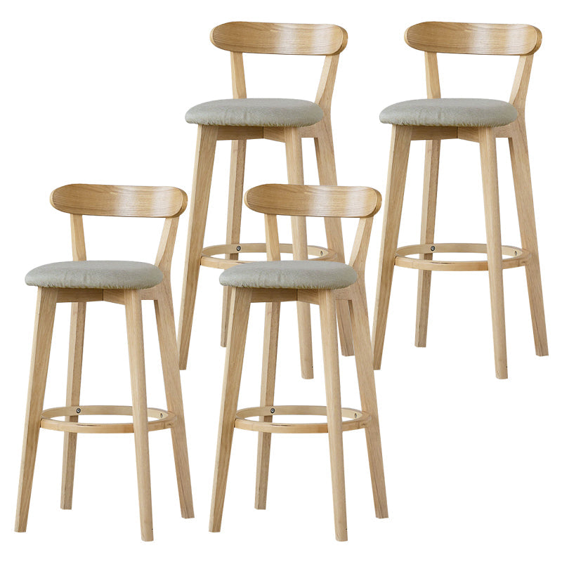 Scandinavian Rubberwood Low Back Barstool Milk Tea Shop Upholstered Stool Khaki 4 Piece Set Clearhalo 'Bar Furniture' 'Bar Stools' 'bar_stools' 'furn' 'furn_bar_stools' 'Furniture' 'Kitchen & Dining Furniture' 5154480
