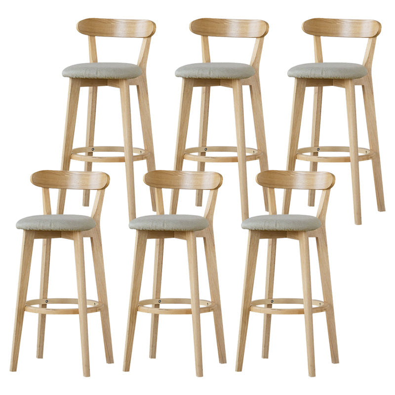 Scandinavian Rubberwood Low Back Barstool Milk Tea Shop Upholstered Stool Khaki 6 Piece Set Clearhalo 'Bar Furniture' 'Bar Stools' 'bar_stools' 'furn' 'furn_bar_stools' 'Furniture' 'Kitchen & Dining Furniture' 5154481