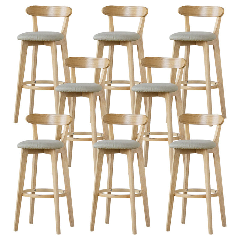 Scandinavian Rubberwood Low Back Barstool Milk Tea Shop Upholstered Stool Khaki 8 Piece Set Clearhalo 'Bar Furniture' 'Bar Stools' 'bar_stools' 'furn' 'furn_bar_stools' 'Furniture' 'Kitchen & Dining Furniture' 5154482