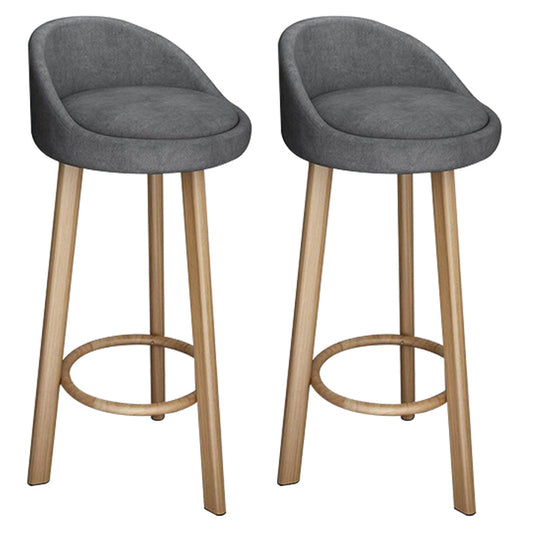 Reception Low Back Scandinavian Stool Matte Finish Upholstered Bar Stools Dark Gray Natural 2 Piece Set