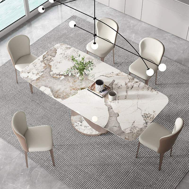 Luxury Sintered Stone Top Dining Set Rectangle 1/4/5/6 Pieces Dining Room Table Set 6 Pieces: Table, 5 Chairs Clearhalo 'Dining Room Sets' 'Dining Tables & Seating' 'dining_room_set' 'furn' 'furn_dining_room_set' 'Furniture' 'Kitchen & Dining Furniture' 5154795