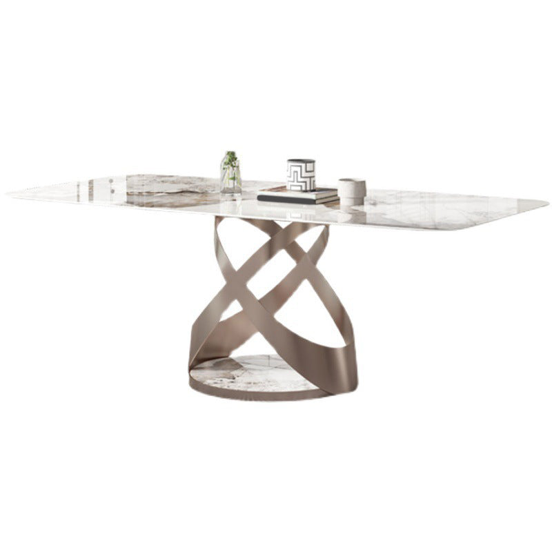 Luxury Sintered Stone Top Dining Set Rectangle 1/4/5/6 Pieces Dining Room Table Set Clearhalo 'Dining Room Sets' 'Dining Tables & Seating' 'dining_room_set' 'furn' 'furn_dining_room_set' 'Furniture' 'Kitchen & Dining Furniture' 5154798