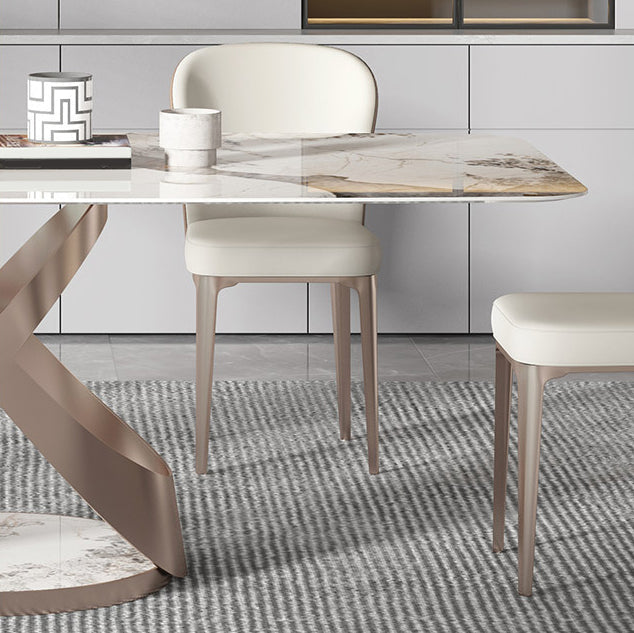 Luxury Sintered Stone Top Dining Set Rectangle 1/4/5/6 Pieces Dining Room Table Set Clearhalo 'Dining Room Sets' 'Dining Tables & Seating' 'dining_room_set' 'furn' 'furn_dining_room_set' 'Furniture' 'Kitchen & Dining Furniture' 5154800