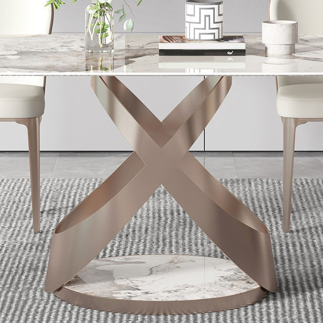 Luxury Sintered Stone Top Dining Set Rectangle 1/4/5/6 Pieces Dining Room Table Set Clearhalo 'Dining Room Sets' 'Dining Tables & Seating' 'dining_room_set' 'furn' 'furn_dining_room_set' 'Furniture' 'Kitchen & Dining Furniture' 5154802