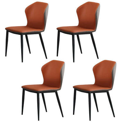 Modern Sintered Stone Dining Round Table Set 1/4/5/7 Pieces Dining Set 4 Orange Chairs Clearhalo 'Dining Room Sets' 'Dining Tables & Seating' 'dining_room_set' 'furn' 'furn_dining_room_set' 'Furniture' 'Kitchen & Dining Furniture' 5154933