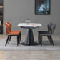 Modern Sintered Stone Dining Round Table Set 1/4/5/7 Pieces Dining Set 5 Pieces: Table, 2 Blue+2 Orange Chairs Clearhalo 'Dining Room Sets' 'Dining Tables & Seating' 'dining_room_set' 'furn' 'furn_dining_room_set' 'Furniture' 'Kitchen & Dining Furniture' 5154936