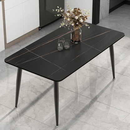 Modern Rectangle Stone Table Standard Height Dining Table with 4 Legs
