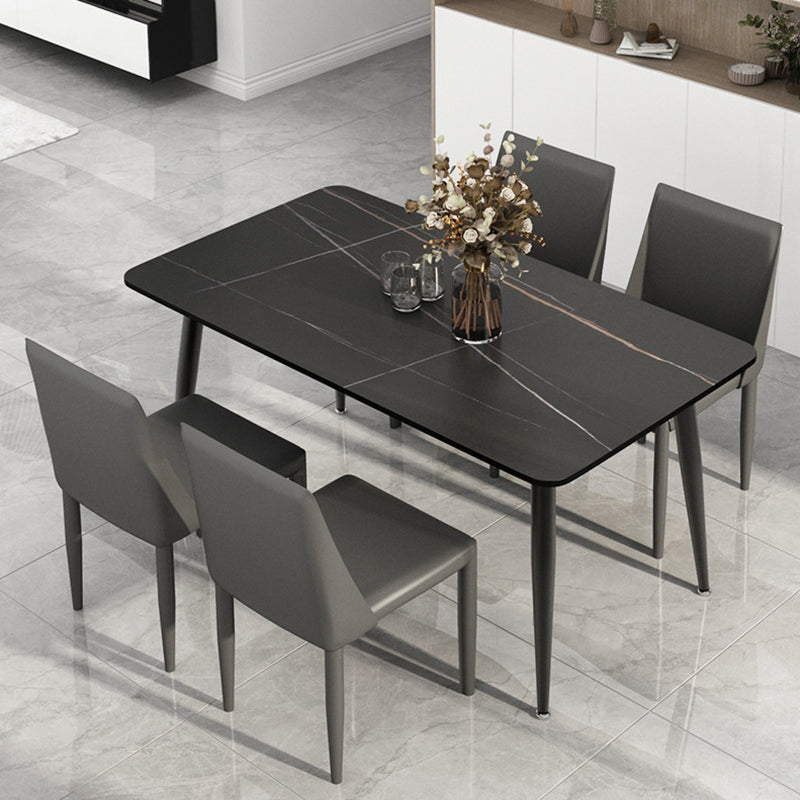 Modern Rectangle Stone Table Standard Height Dining Table with 4 Legs