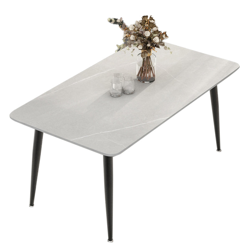 Modern Rectangle Stone Table Standard Height Dining Table with 4 Legs