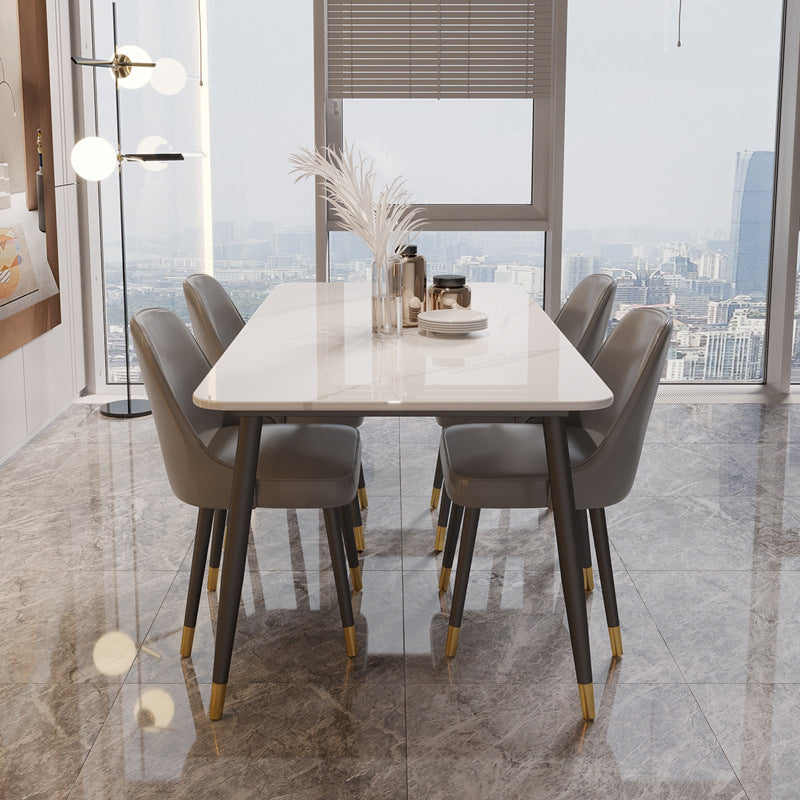 Modern White 72 in Marble Counter Table Rectangle Dining Table for Kitchen White 47.2"L x 23.6"W x 29.5"H Without Chairs Clearhalo 'Dining Tables & Seating' 'Dining Tables' 'dining_table' 'furn' 'furn_dining_table' 'Furniture' 'Kitchen & Dining Furniture' 5155013