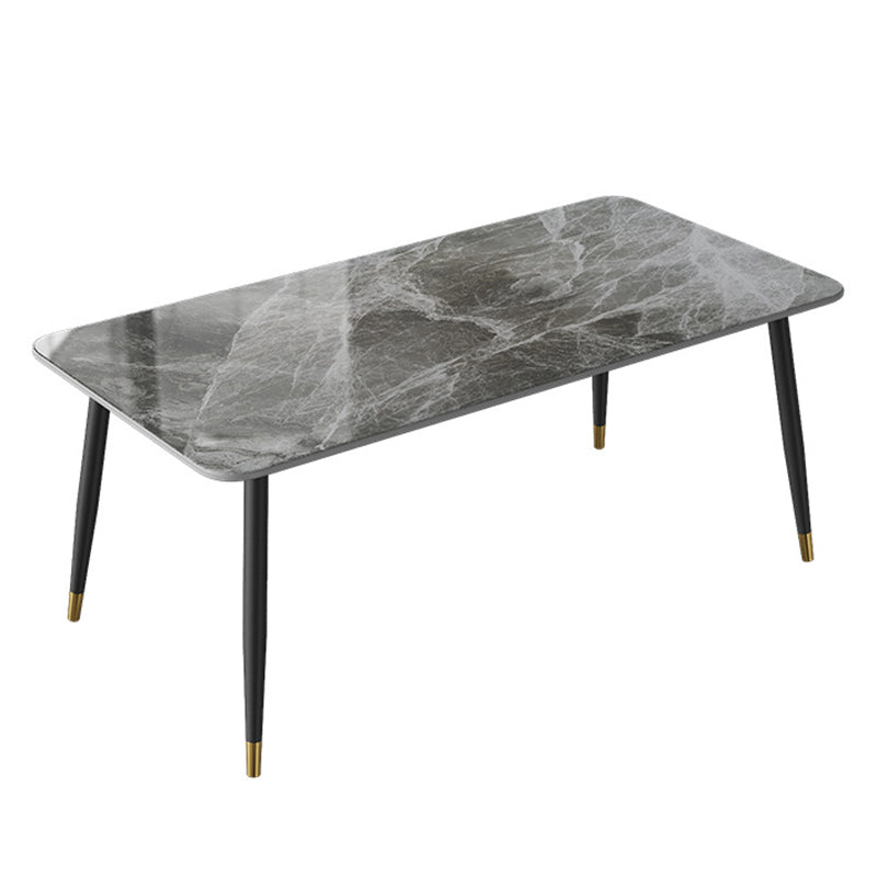 Modern White 72 in Marble Counter Table Rectangle Dining Table for Kitchen Gray Without Chairs Clearhalo 'Dining Tables & Seating' 'Dining Tables' 'dining_table' 'furn' 'furn_dining_table' 'Furniture' 'Kitchen & Dining Furniture' 5155015