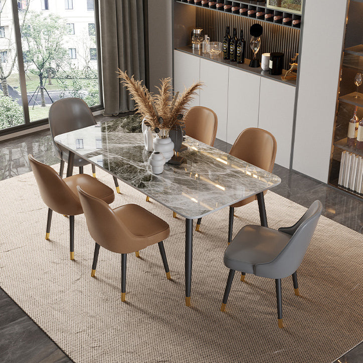 Modern White 72 in Marble Counter Table Rectangle Dining Table for Kitchen Clearhalo 'Dining Tables & Seating' 'Dining Tables' 'dining_table' 'furn' 'furn_dining_table' 'Furniture' 'Kitchen & Dining Furniture' 5155019