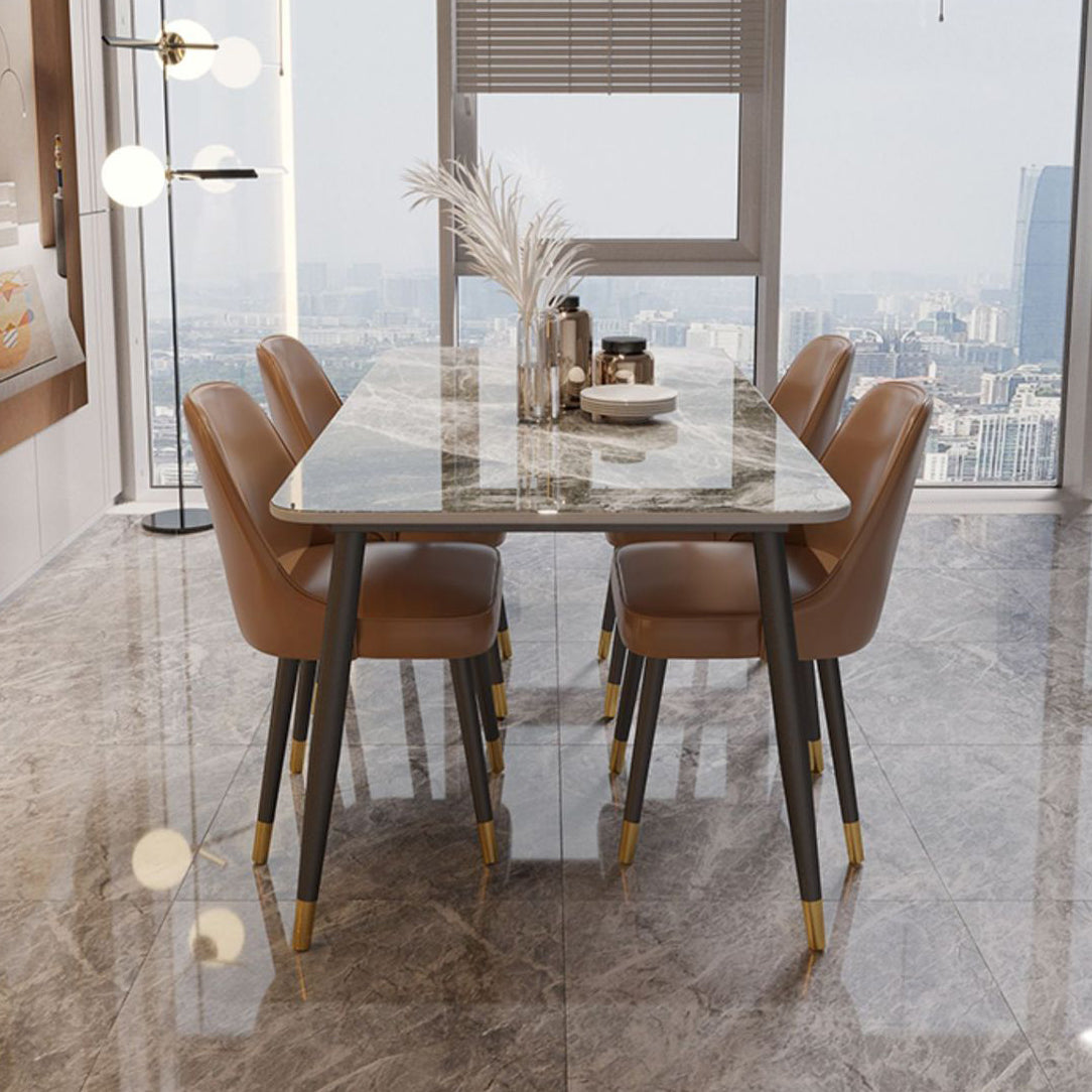 Modern White 72 in Marble Counter Table Rectangle Dining Table for Kitchen Clearhalo 'Dining Tables & Seating' 'Dining Tables' 'dining_table' 'furn' 'furn_dining_table' 'Furniture' 'Kitchen & Dining Furniture' 5155020