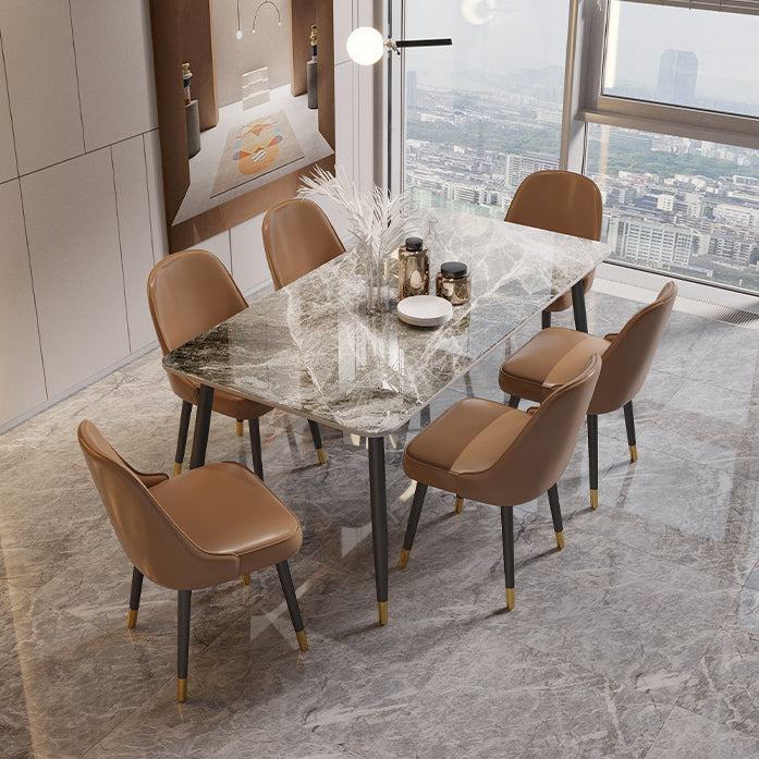 Modern White 72 in Marble Counter Table Rectangle Dining Table for Kitchen Clearhalo 'Dining Tables & Seating' 'Dining Tables' 'dining_table' 'furn' 'furn_dining_table' 'Furniture' 'Kitchen & Dining Furniture' 5155021