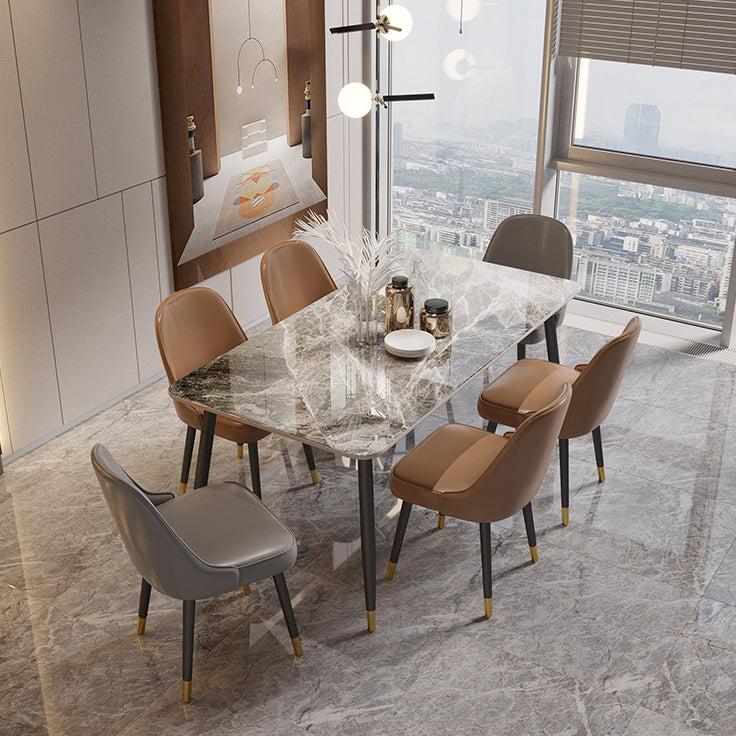 Modern White 72 in Marble Counter Table Rectangle Dining Table for Kitchen Clearhalo 'Dining Tables & Seating' 'Dining Tables' 'dining_table' 'furn' 'furn_dining_table' 'Furniture' 'Kitchen & Dining Furniture' 5155022