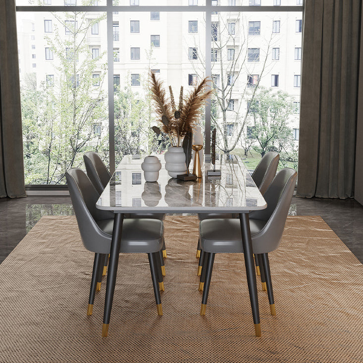 Modern White 72 in Marble Counter Table Rectangle Dining Table for Kitchen Clearhalo 'Dining Tables & Seating' 'Dining Tables' 'dining_table' 'furn' 'furn_dining_table' 'Furniture' 'Kitchen & Dining Furniture' 5155023