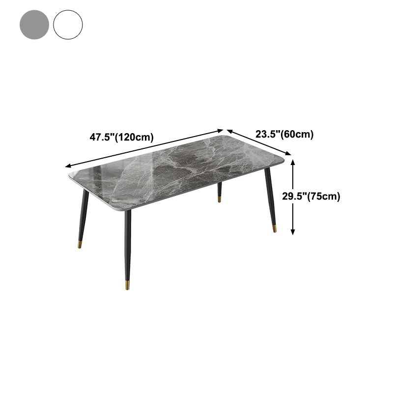 Modern White 72 in Marble Counter Table Rectangle Dining Table for Kitchen Clearhalo 'Dining Tables & Seating' 'Dining Tables' 'dining_table' 'furn' 'furn_dining_table' 'Furniture' 'Kitchen & Dining Furniture' 5155024