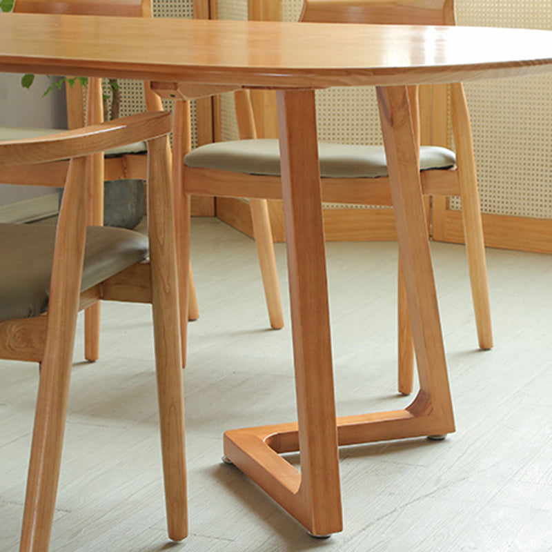 Modern Oval Pine Wood Dining Table Wood Base Home Dining Table Clearhalo 'Dining Tables & Seating' 'Dining Tables' 'dining_table' 'furn' 'furn_dining_table' 'Furniture' 'Kitchen & Dining Furniture' 5155101