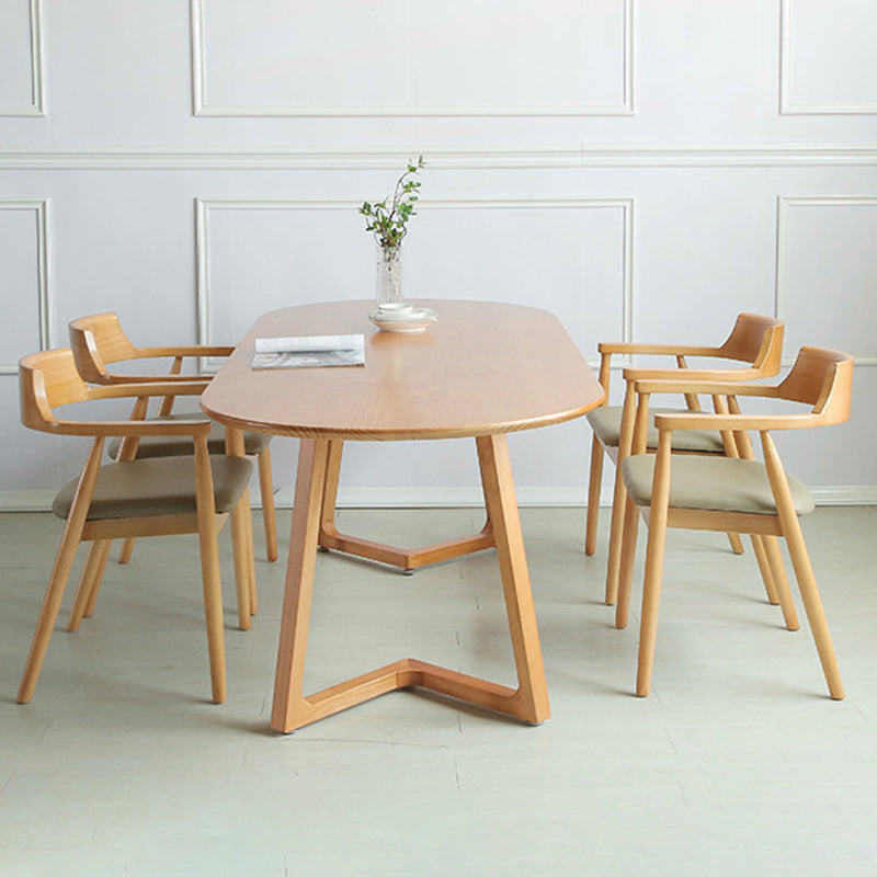 Modern Oval Pine Wood Dining Table Wood Base Home Dining Table Clearhalo 'Dining Tables & Seating' 'Dining Tables' 'dining_table' 'furn' 'furn_dining_table' 'Furniture' 'Kitchen & Dining Furniture' 5155106