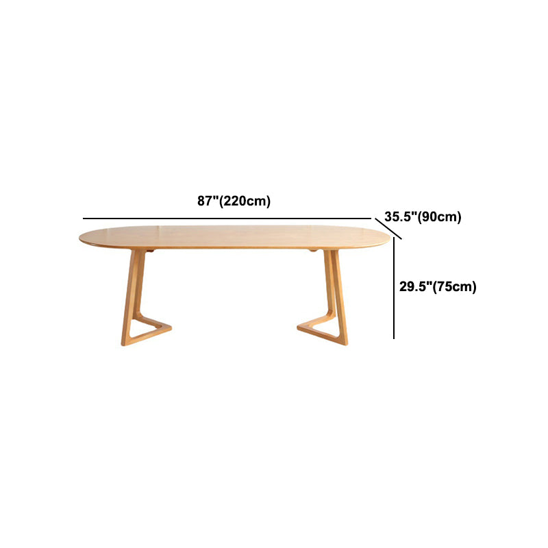 Modern Oval Pine Wood Dining Table Wood Base Home Dining Table Clearhalo 'Dining Tables & Seating' 'Dining Tables' 'dining_table' 'furn' 'furn_dining_table' 'Furniture' 'Kitchen & Dining Furniture' 5155112