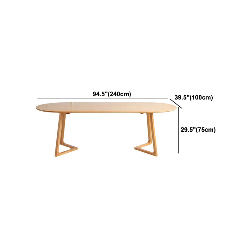 Modern Oval Pine Wood Dining Table Wood Base Home Dining Table Clearhalo 'Dining Tables & Seating' 'Dining Tables' 'dining_table' 'furn' 'furn_dining_table' 'Furniture' 'Kitchen & Dining Furniture' 5155113