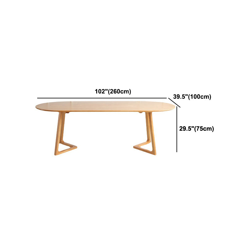 Modern Oval Pine Wood Dining Table Wood Base Home Dining Table Clearhalo 'Dining Tables & Seating' 'Dining Tables' 'dining_table' 'furn' 'furn_dining_table' 'Furniture' 'Kitchen & Dining Furniture' 5155114