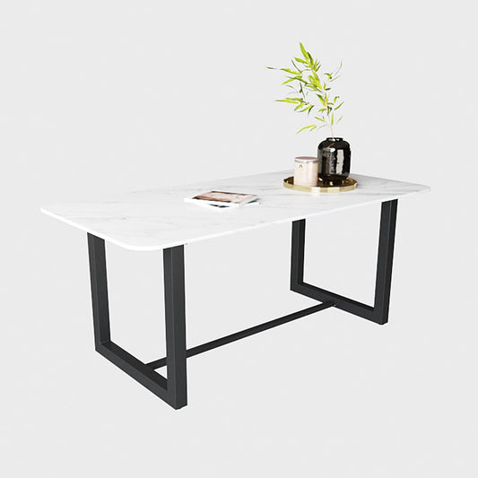 Modern Stone Dining Table Rectangle Dining Table for Kitchen Black Without Chairs