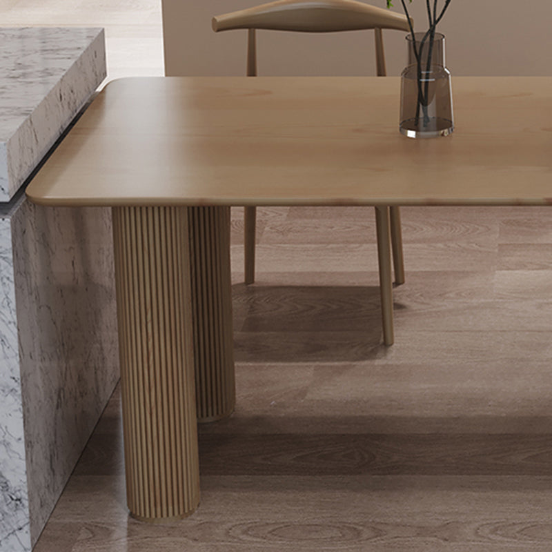 コンテンポラリーウッドトップオーバルダイネットテーブルウッドペデスタルダイニングテーブル