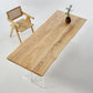Natural Ash Wood Dining Table Rectangle Clear Acrylic Double Pedestal Table 78.7"L x 31.5"W x 29.5"H Without Chairs Clearhalo 'Dining Tables & Seating' 'Dining Tables' 'dining_table' 'furn' 'furn_dining_table' 'Furniture' 'Kitchen & Dining Furniture' 5155202