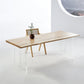 Natural Ash Wood Dining Table Rectangle Clear Acrylic Double Pedestal Table 110.2"L x 35.4"W x 29.5"H Without Chairs Clearhalo 'Dining Tables & Seating' 'Dining Tables' 'dining_table' 'furn' 'furn_dining_table' 'Furniture' 'Kitchen & Dining Furniture' 5155204