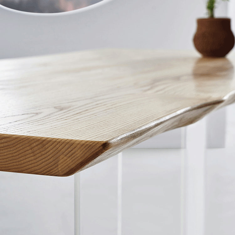 Natural Ash Wood Dining Table Rectangle Clear Acrylic Double Pedestal Table Clearhalo 'Dining Tables & Seating' 'Dining Tables' 'dining_table' 'furn' 'furn_dining_table' 'Furniture' 'Kitchen & Dining Furniture' 5155207