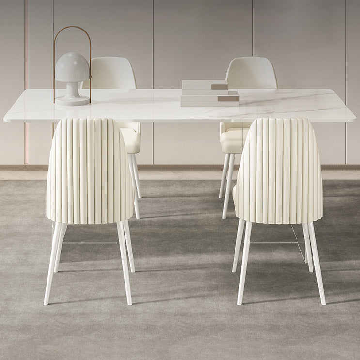 Sintered Stone Dining Table Modern White Dining Table with Acrylic Base Clearhalo 'Dining Tables & Seating' 'Dining Tables' 'dining_table' 'furn' 'furn_dining_table' 'Furniture' 'Kitchen & Dining Furniture' 5155240