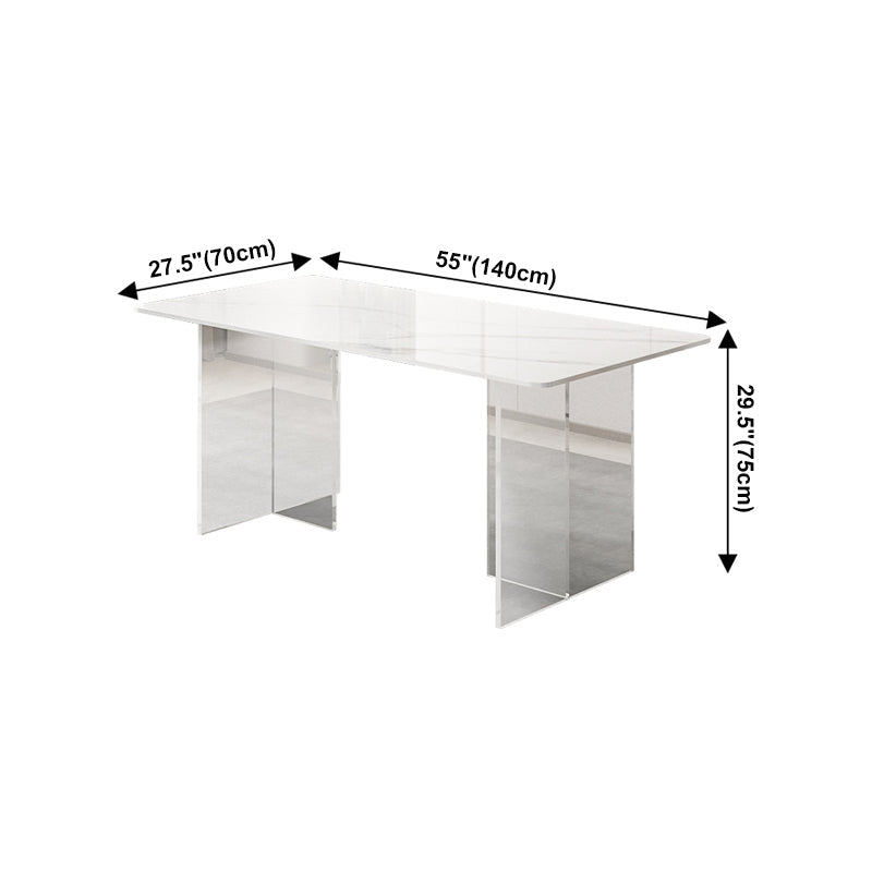 Sintered Stone Dining Table Modern White Dining Table with Acrylic Base Clearhalo 'Dining Tables & Seating' 'Dining Tables' 'dining_table' 'furn' 'furn_dining_table' 'Furniture' 'Kitchen & Dining Furniture' 5155245