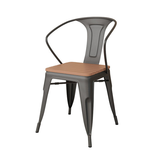 Slat Back Stackable Side Chair Industrial Style Dining Side Chair Brown Black 1 Piece