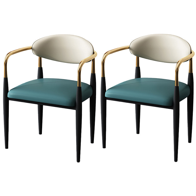 Contemporary Style Open Back Chair Faux Leather Dining Armchair