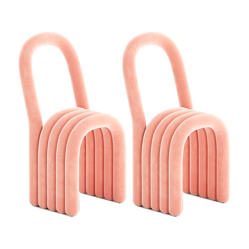 Modern Style Side Chair Velvet Open Back Armless Dining Chair for Home Pink 2 Piece Set Clearhalo 'Dining Chairs' 'Dining Tables & Seating' 'dining_chair' 'furn' 'furn_dining_chair' 'Furniture' 'Kitchen & Dining Furniture' 5155475