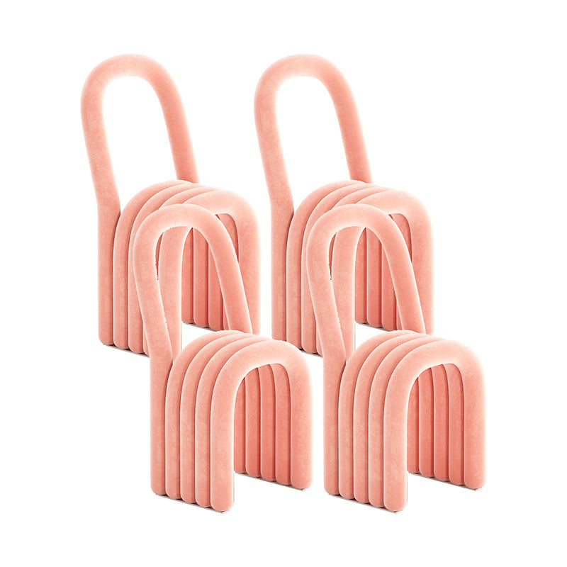 Modern Style Side Chair Velvet Open Back Armless Dining Chair for Home Pink 4 Piece Set Clearhalo 'Dining Chairs' 'Dining Tables & Seating' 'dining_chair' 'furn' 'furn_dining_chair' 'Furniture' 'Kitchen & Dining Furniture' 5155478