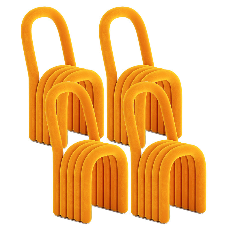 Modern Style Side Chair Velvet Open Back Armless Dining Chair for Home Yellow 4 Piece Set Clearhalo 'Dining Chairs' 'Dining Tables & Seating' 'dining_chair' 'furn' 'furn_dining_chair' 'Furniture' 'Kitchen & Dining Furniture' 5155495