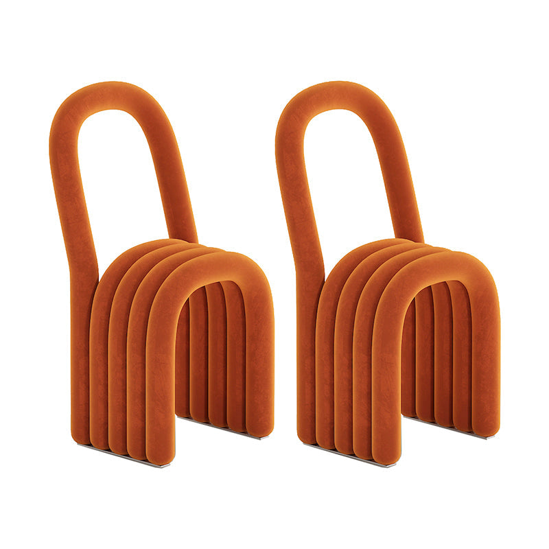 Modern Style Side Chair Velvet Open Back Armless Dining Chair for Home Brown 2 Piece Set Clearhalo 'Dining Chairs' 'Dining Tables & Seating' 'dining_chair' 'furn' 'furn_dining_chair' 'Furniture' 'Kitchen & Dining Furniture' 5155500