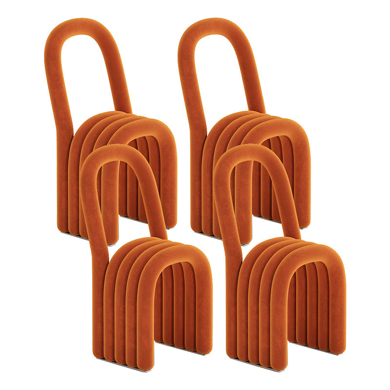 Modern Style Side Chair Velvet Open Back Armless Dining Chair for Home Brown 4 Piece Set Clearhalo 'Dining Chairs' 'Dining Tables & Seating' 'dining_chair' 'furn' 'furn_dining_chair' 'Furniture' 'Kitchen & Dining Furniture' 5155501