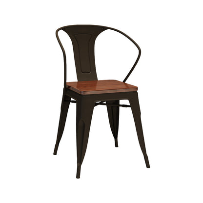 Industrial Style Arm Chair Slat Back Dining Arm Chair for Indoor